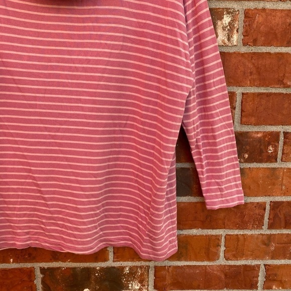 Lou & Grey Womens Small Signature Soft Oversize Boxy Cowl Neck Pink Stripe Top - Picture 3 of 9